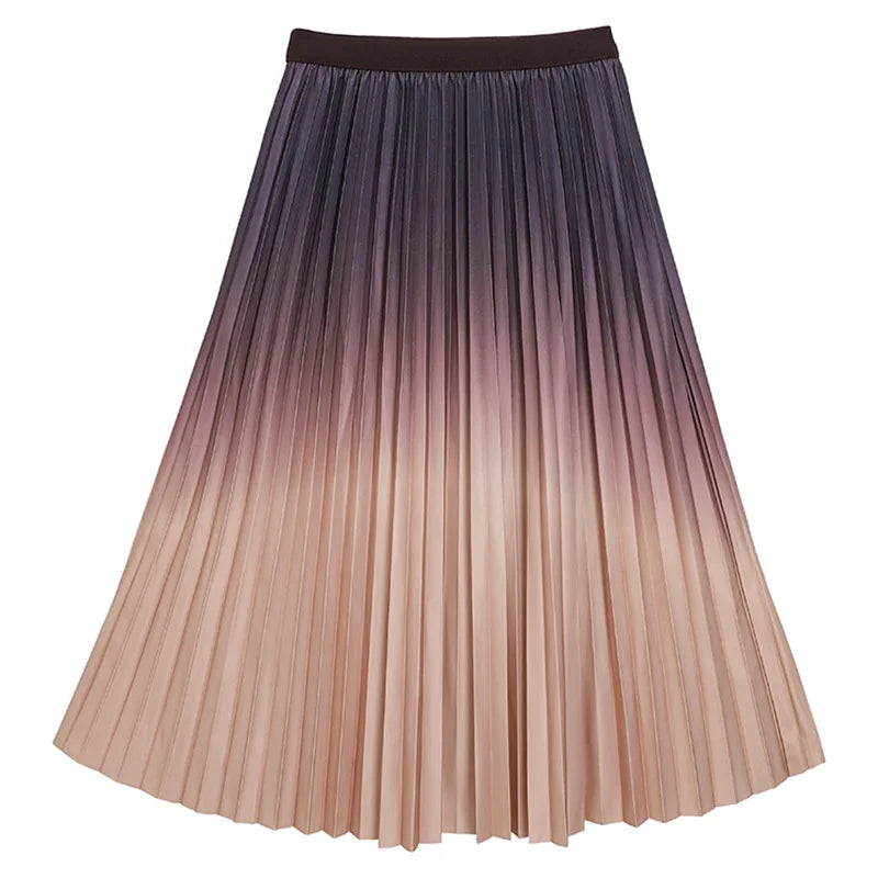 Chiffon A-Line Skirt with Accordion-Pleated Hem, Midi Length - image 8