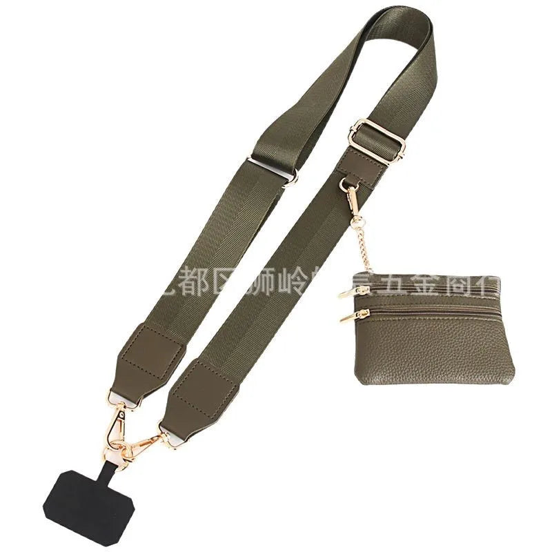 Wide Crossbody Phone Strap with Detachable Wrist Strap, Black - image 5