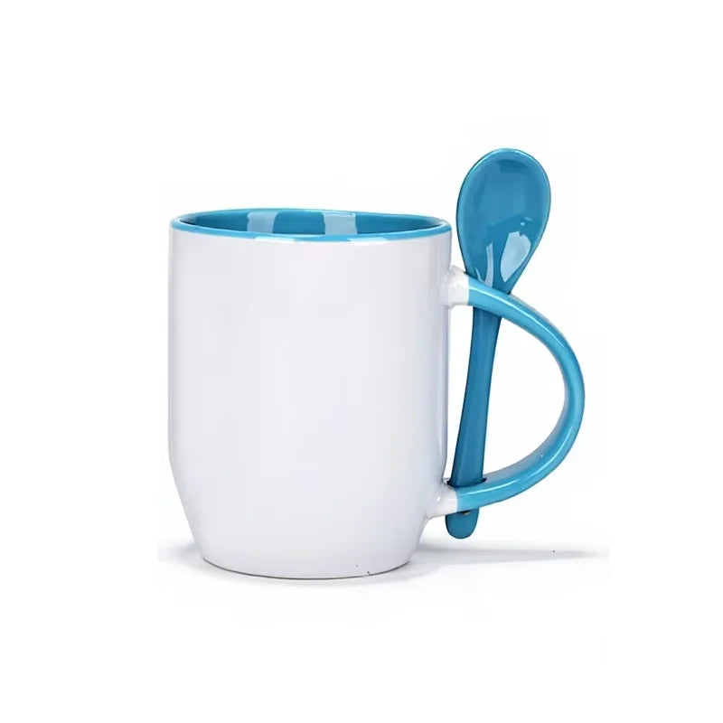 Colored 11 oz Ceramic Sublimation Blank Coffee Mug with Spoon - image 9