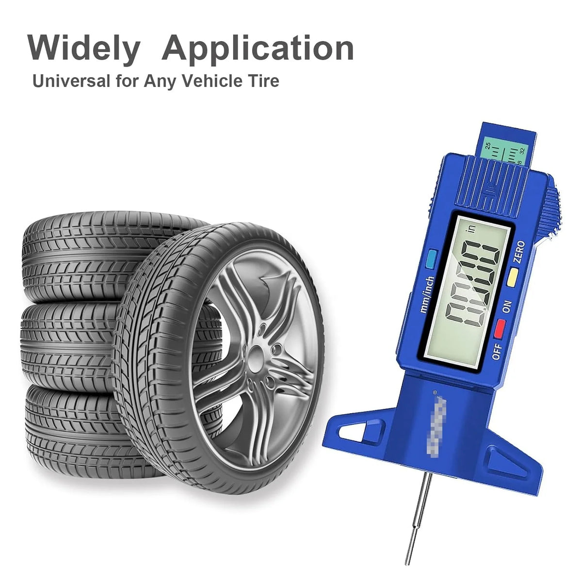 Blue Color Tire Tread Depth Measuring Tool in Inch/MM with Large LCD Display