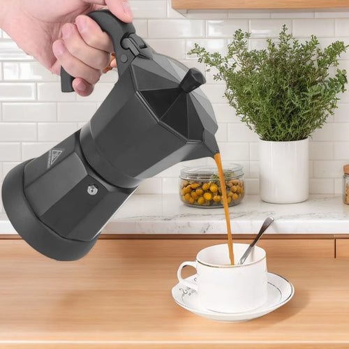 Espresso Electric Hand-pour Coffee Moka Pot - Food-Grade Aluminum 6-Cup Capacity Rich