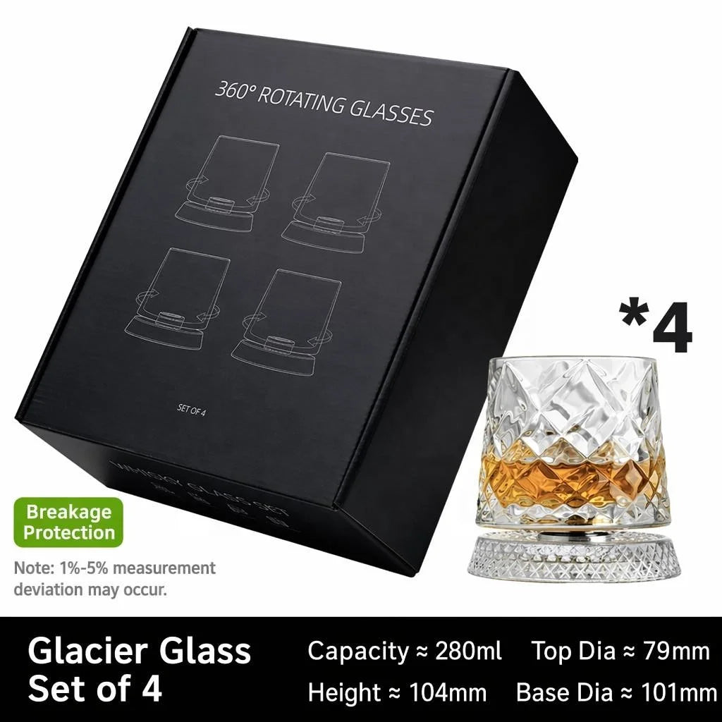 Diamond Crystal Rotating Whiskey Glass Set in Black Box, 2-6 Pieces - image 4