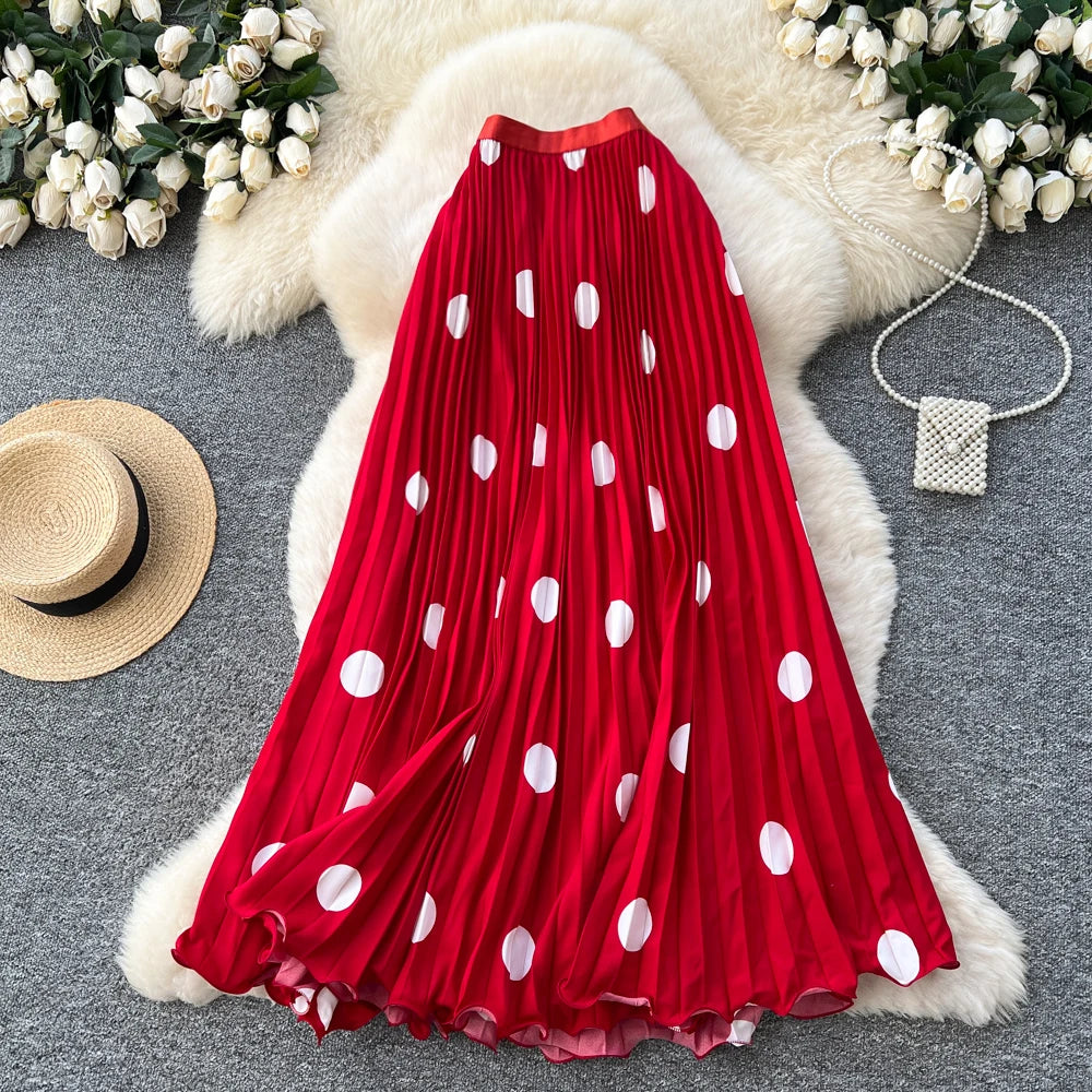 Retro Pleated Straight Skirt in Stretch Spandex Blend, One Size