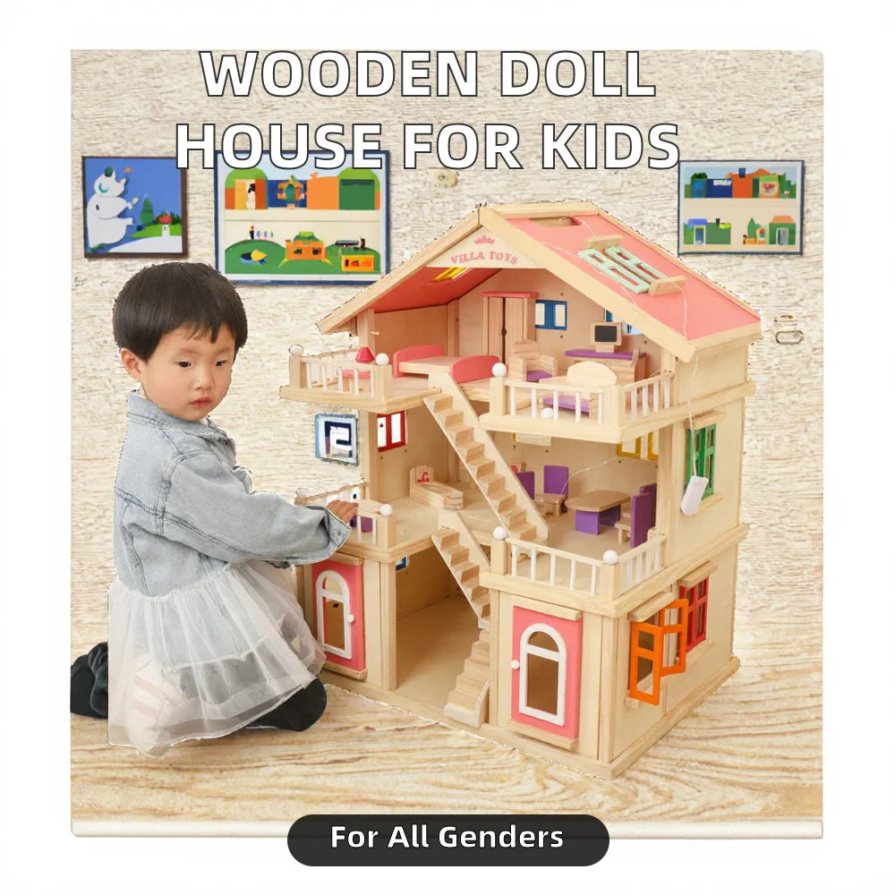 Princess Castle Inspired Wooden DIY Toy Doll House Playhouse Birthday Gift for Boys