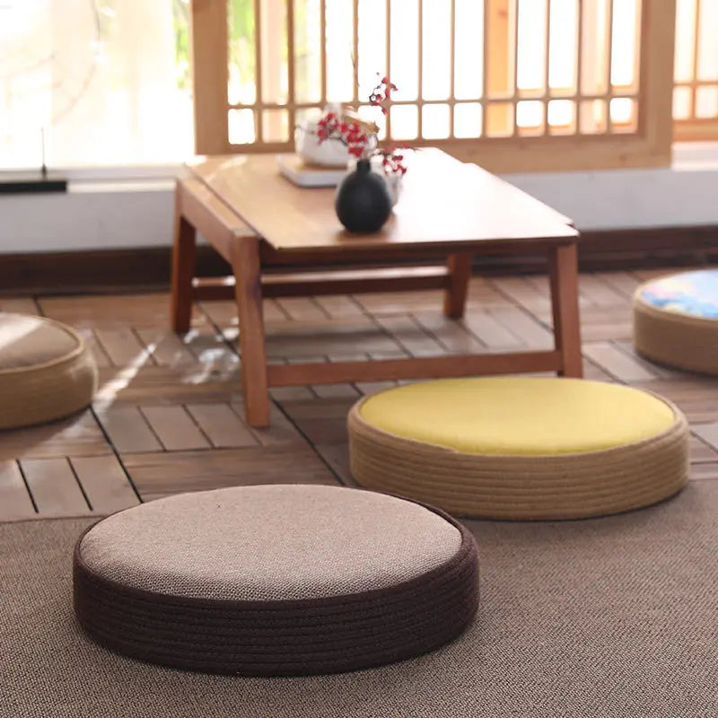 Round Soft Futon Japanese Tatami Mat All-Season Office Chair Pad Home Floor Futon Tatami