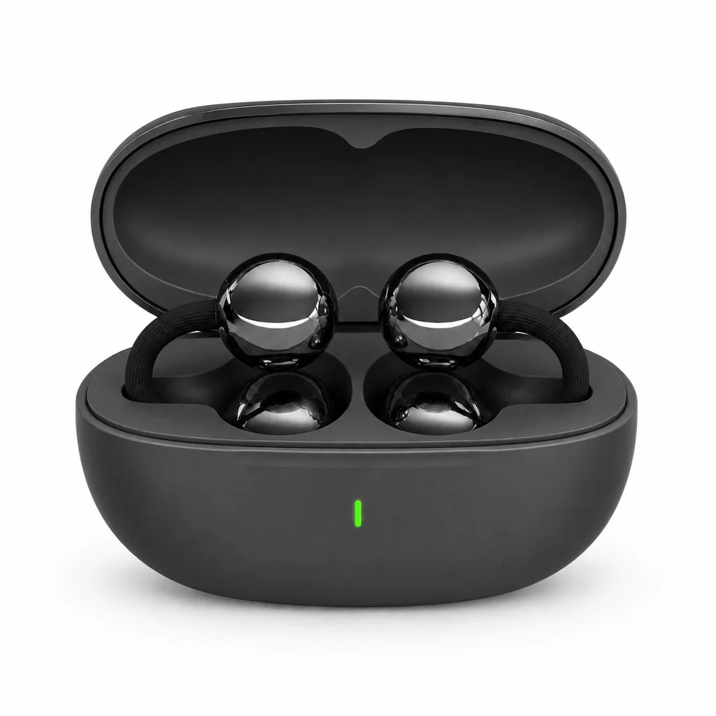 Open-Ear Clip-On Earphones with Touch Control, 20+ Hour Battery