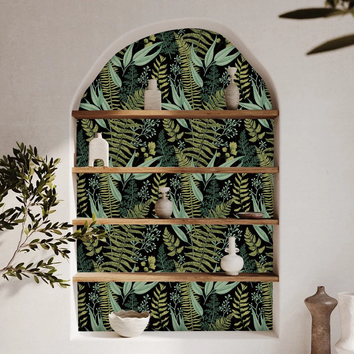 Wild Leaf Pattern Self-Adhesive PVC Wall Sticker, Waterproof - image 4