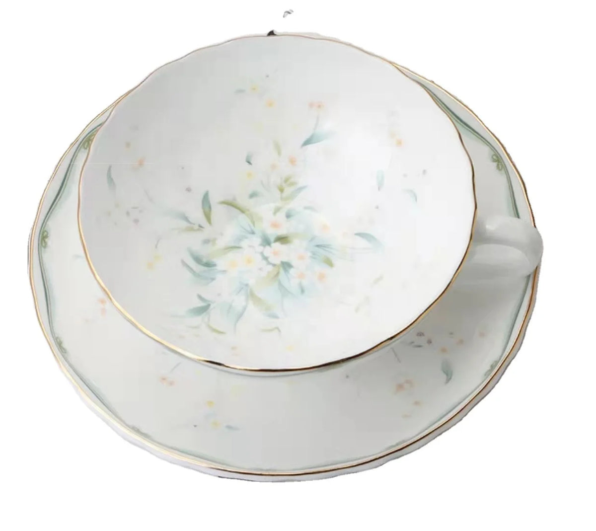 Vintage Floral Bone China Teacup and Saucer Set, 200 ml - image 3