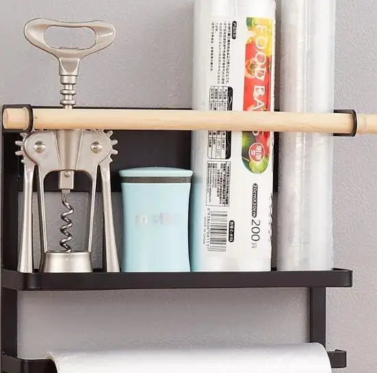 Foldable 2-Tier Magnetic Spice Rack with Paper Towel Holder, Iron - image 3