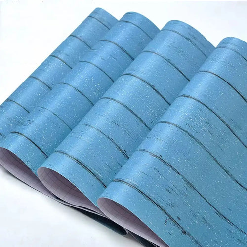 Blue Wood Grain Peel and Stick Wallpaper for Home Hotel Desk Decor Waterproof Adhesive