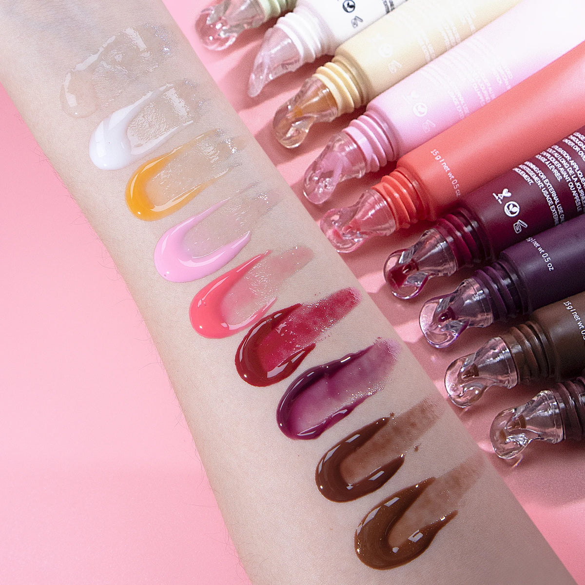 Vegan Peptide Lip Butter Balm,Squeeze Tube Fruit Flavor Hydrating Lip Tint Oil Lip Gloss