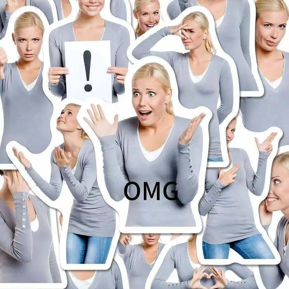 Blonde Meme Stickers for Laptops and Phone Cases, 56 Pcs - image 6