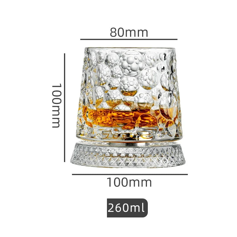 260 ml Diamond-Cut Spinning Whiskey Tumbler, Lead-Free Glass - image 8