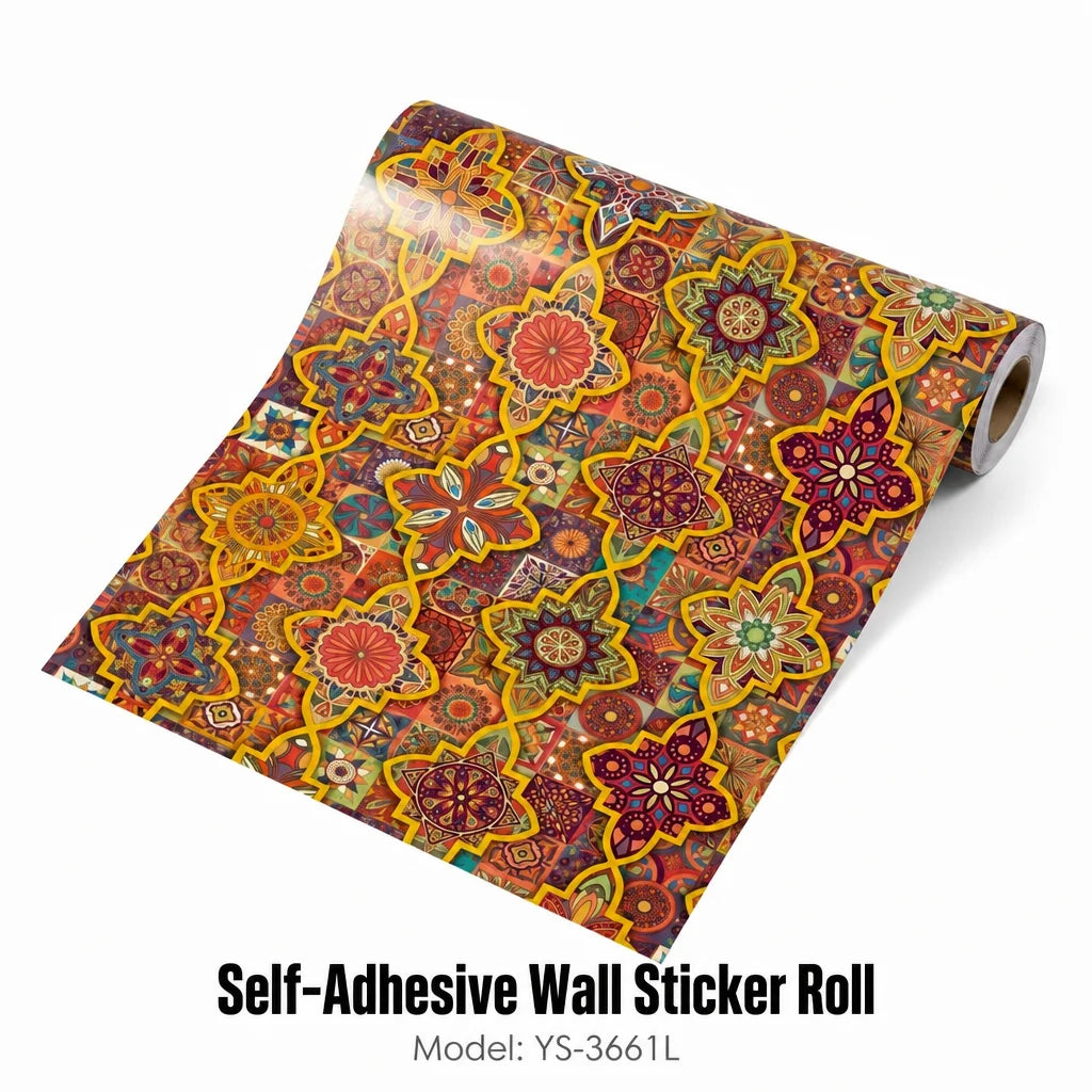 Glossy Moroccan Tile Peel and Stick Wallpaper Roll for Backsplash