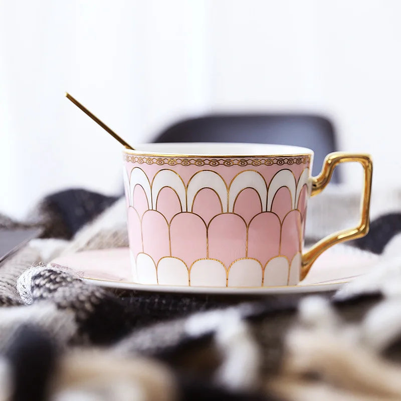 Gold Rim European Ceramic Coffee Cup and Saucer, 200 ml, Gift Box - image 8