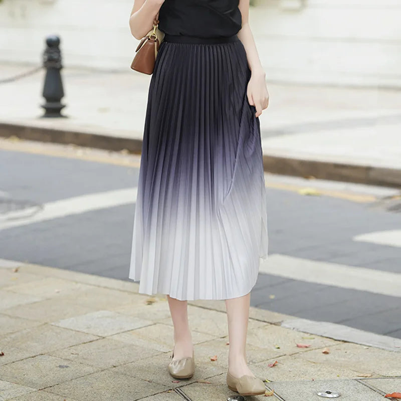 Chiffon A-Line Skirt with Accordion-Pleated Hem, Midi Length - image 2