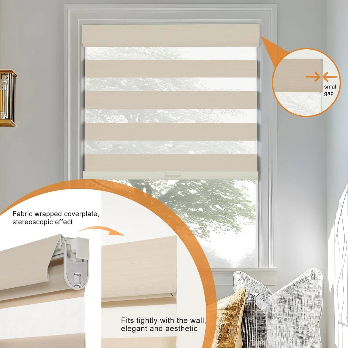 No-Drill Dual-Layer Zebra Blinds, Day/Night Light Filtering - image 5
