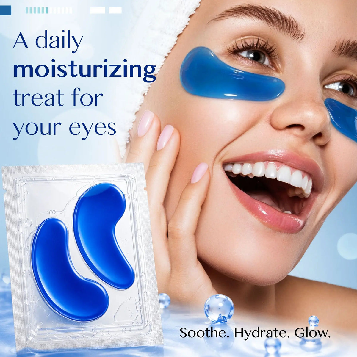 GHK-Cu Blue Copper Peptide Hydrogel Eye Patches 6 Pairs Under Eye Mask Hydrating Firming