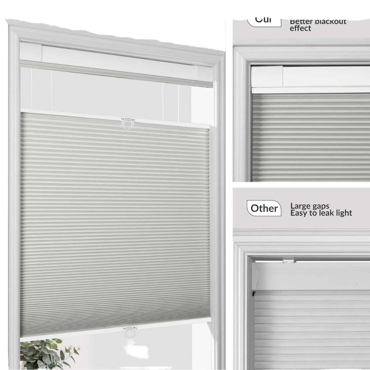 Cordless Blackout Pleated Blind, 120 x 130 cm, 100% Polyester