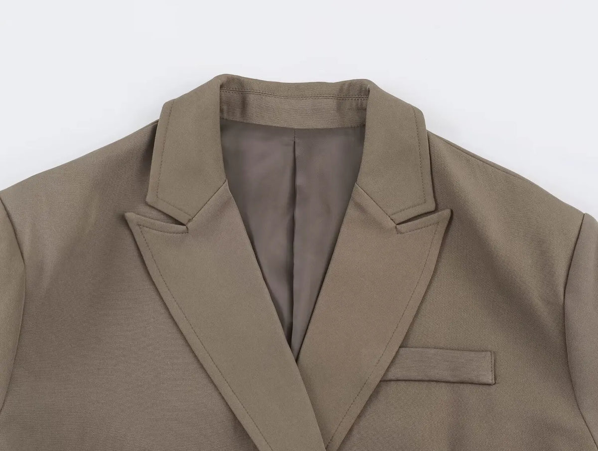 Women's Fall New Minimalist Casual Long-Sleeve Lapel Loose-Fit Cropped Blazer 5063718