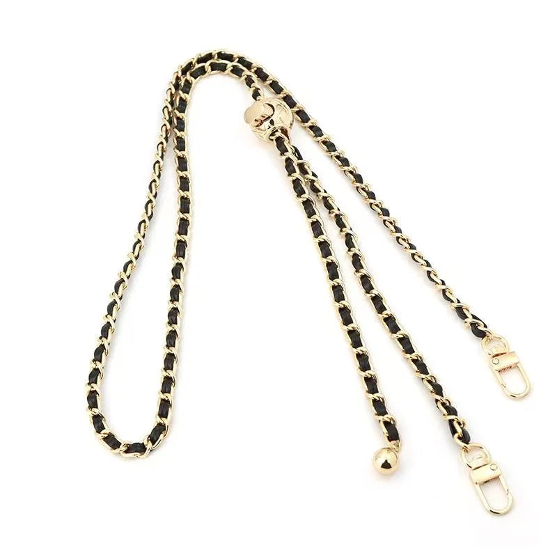 Gold Ball Chain Crossbody Phone Strap with PU, Adjustable 120 cm