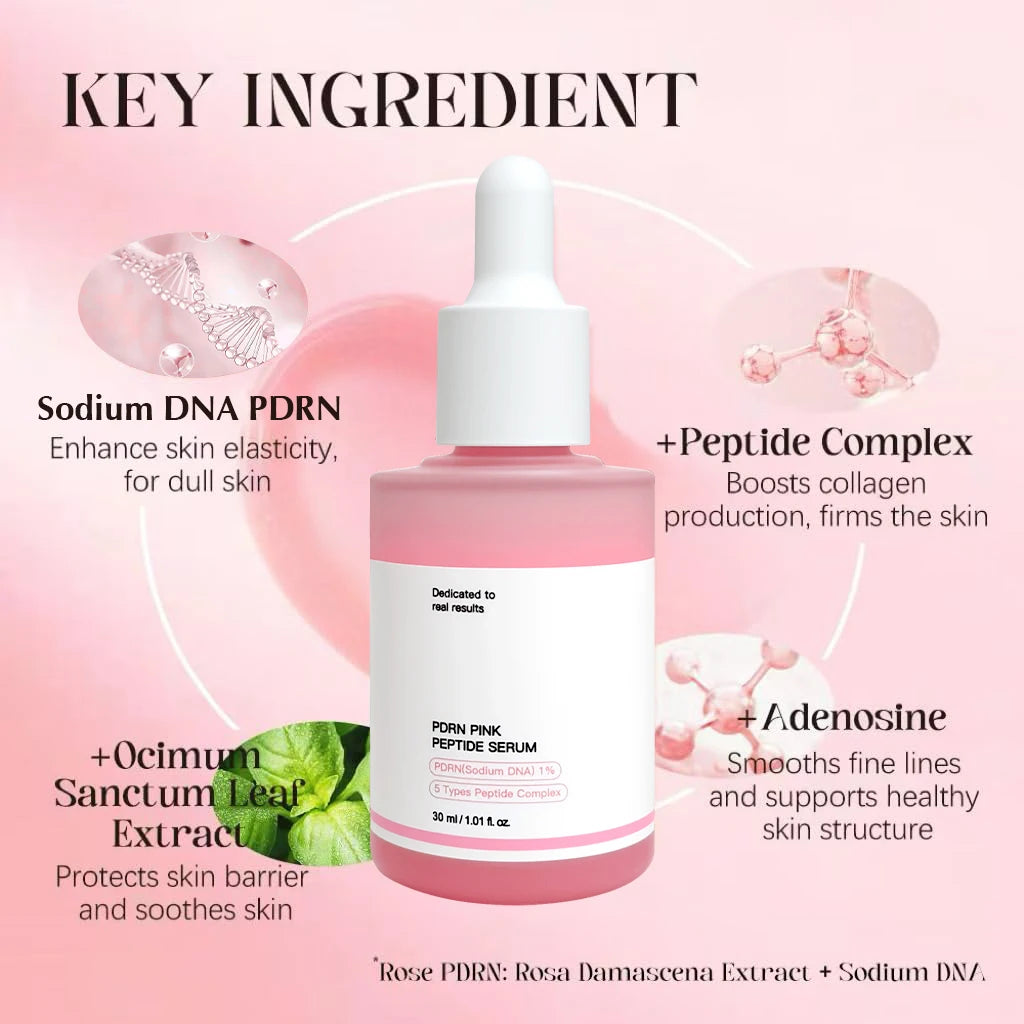 Premium Korean PDRN Pink Peptide Serum - 30ML Anti-Aging Facial Treatment for Deep