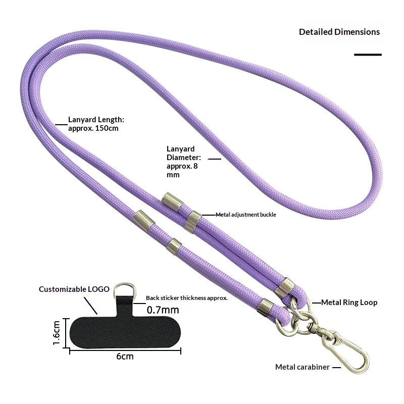 Adjustable 8 mm Crossbody Phone Lanyard with Patch-Style Connector - image 2