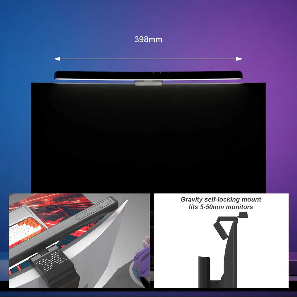Curved Monitor Light Bar with Touch Timer, 2900K-6200K, USB-C - image 2