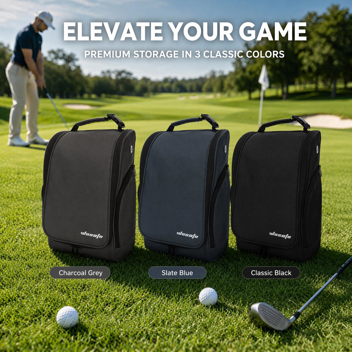 Lightweight Water-Resistant Nylon Golf Shoe Bag with Zipper - image 4