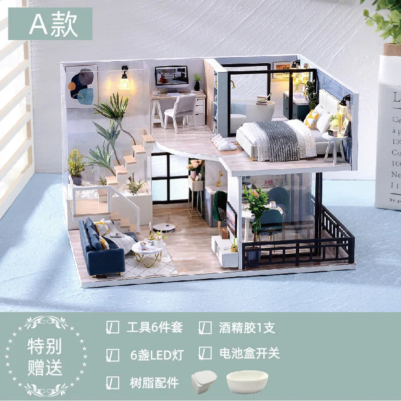 DIY Wooden Model Cottage Kit for Hand Assembly, 30 x 23.5 x 7 cm - image 6
