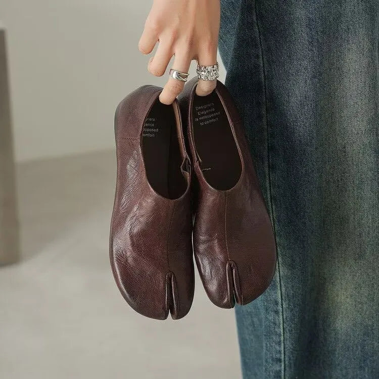Japanese-Style Split-Toe Tabi Flats, Soft PU Slip-On, EU 35–42 - image 3