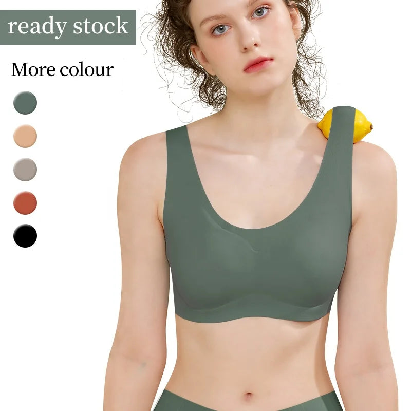 Full-Cup Wireless Jelly Bra with Wide Straps and Strappy Back, M–XXL