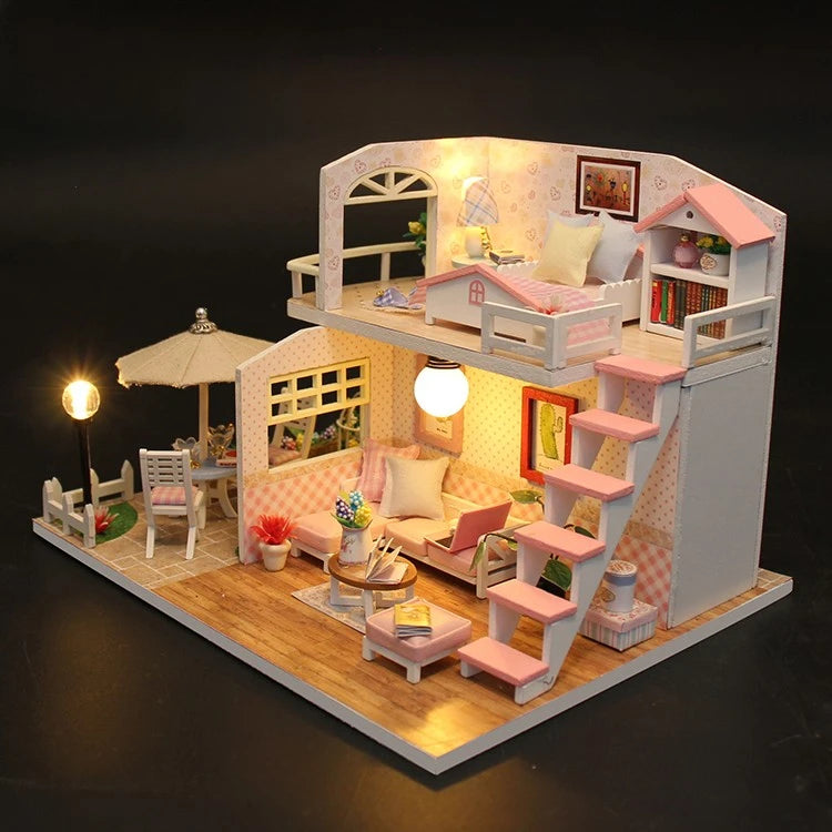 3D Wooden Doll House Handmade 1:24 Miniature DIY Dollhouses Kit