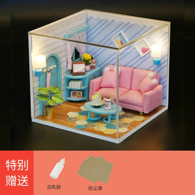 DIY Wooden Miniature Room Scene Kit with Furniture, 8 Designs