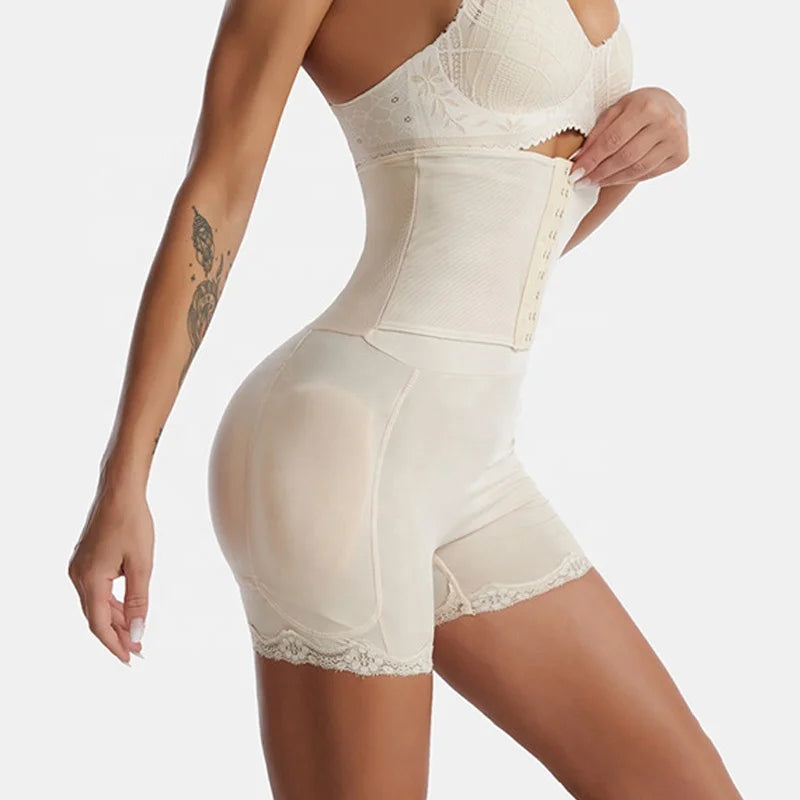 High Waist Trainer Lace Panties Women Body Shaper Sponge Underwear Slimming Tummy Control