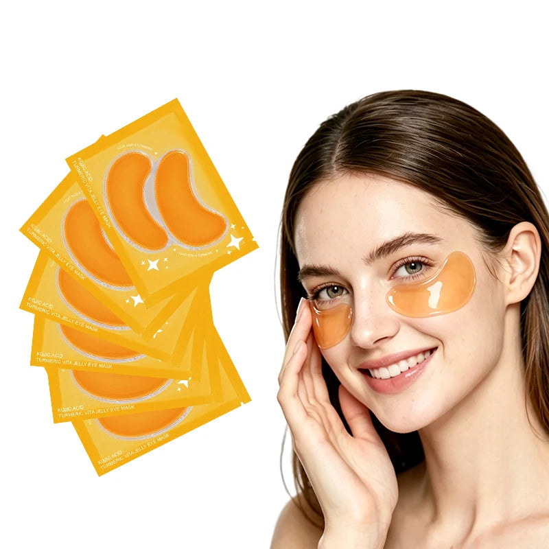Brightening Eye Patches Breathable Vitamin C Under Eye Patches Orange-Yellow Color Jelly