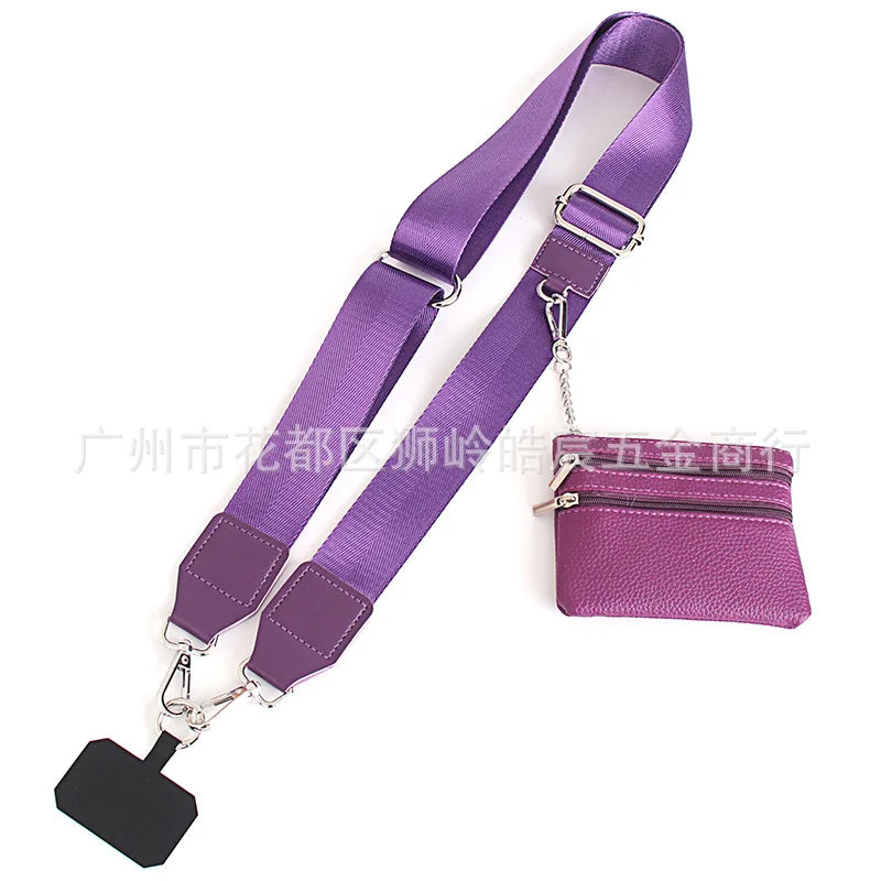 Wide Crossbody Phone Strap with Detachable Wrist Strap, Black - image 2