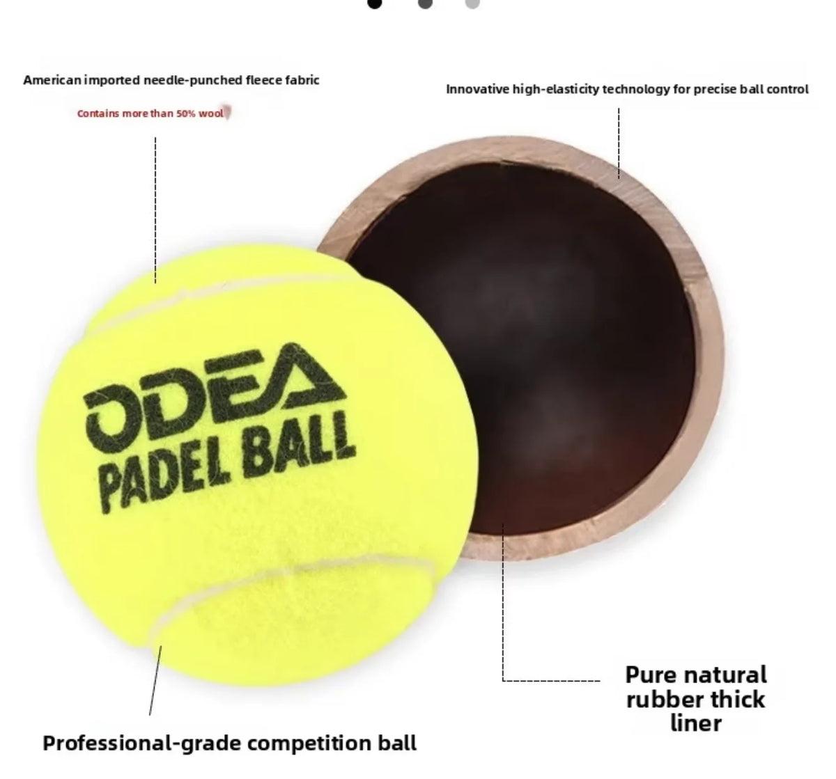 Yellow Rubber Padel Ball with Thick Inner Liner, 60 mm, 100 g - image 6
