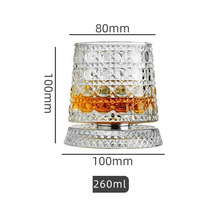 260 ml Diamond-Cut Spinning Whiskey Tumbler, Lead-Free Glass - image 7