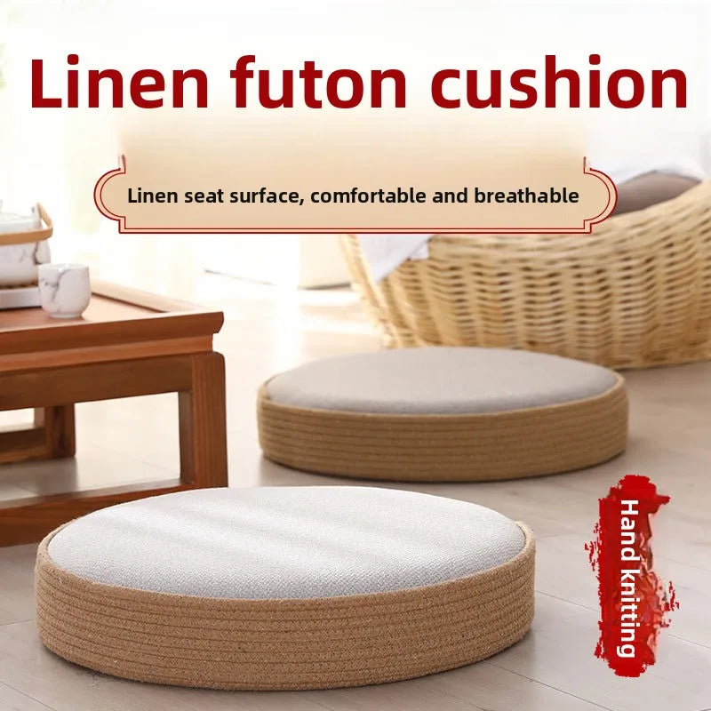 Round Soft Futon Japanese Tatami Mat All-Season Office Chair Pad Home Floor Futon Tatami