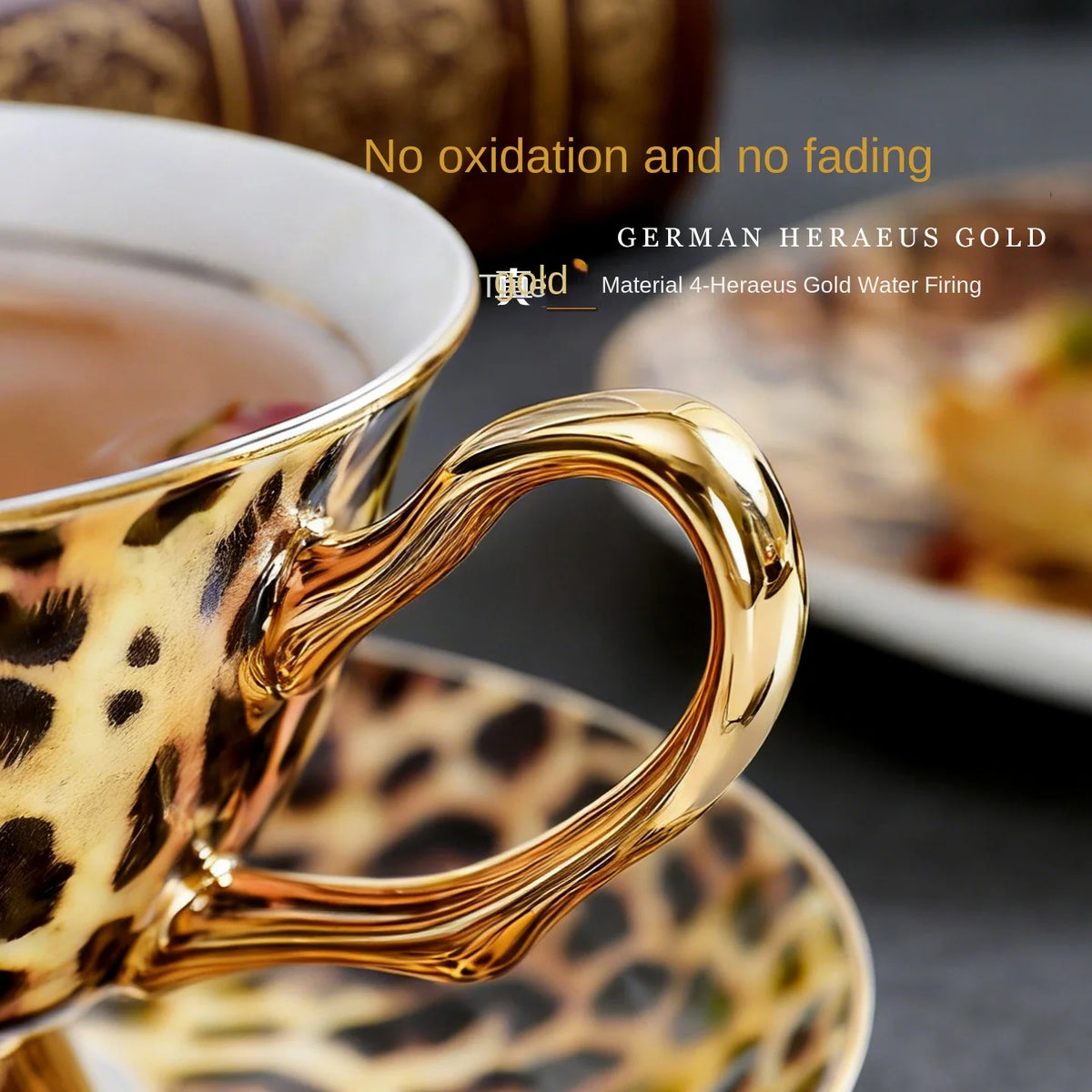 Leopard Print Bone China Coffee Cup and Saucer Gift Set with Spoons - image 4
