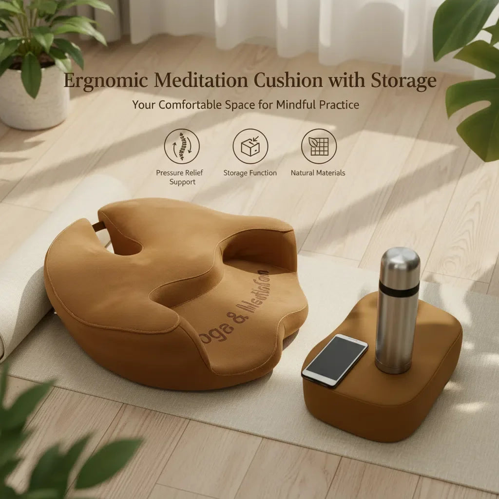 Japanese Floor Seating Cushion with Back Pillow, Memory Foam
