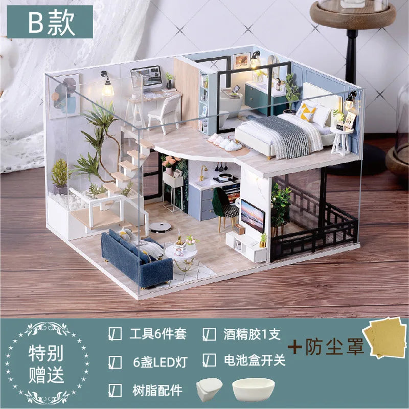 DIY Wooden Model Cottage Kit for Hand Assembly, 30 x 23.5 x 7 cm - image 7