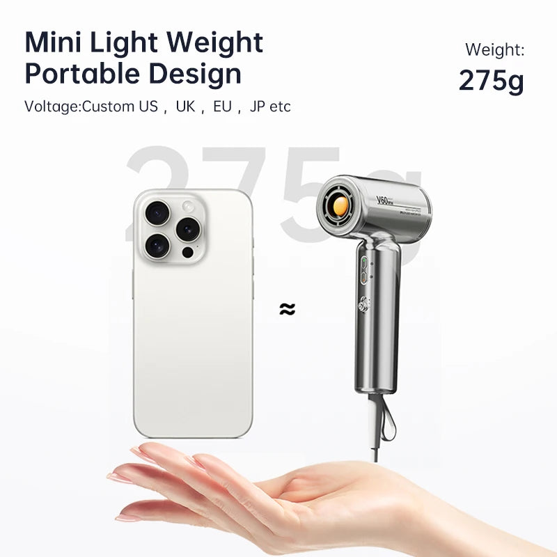 1400W Mini Travel Hair Dryer with Concentrator and Diffuser - image 3