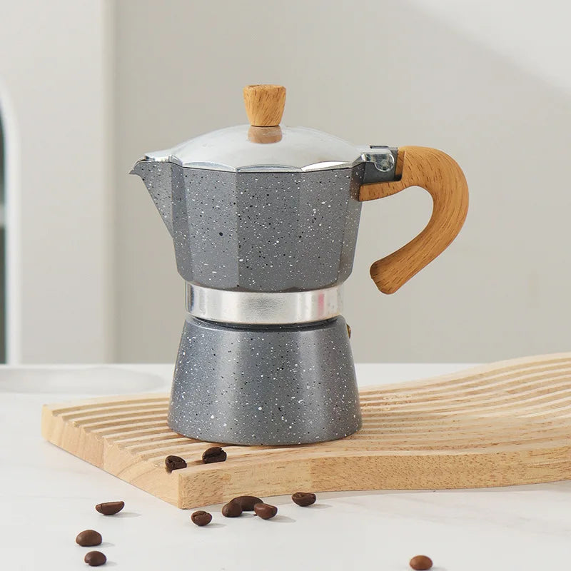 Polygon Aluminum Moka Pot with Wooden Handle for Espresso - image 6