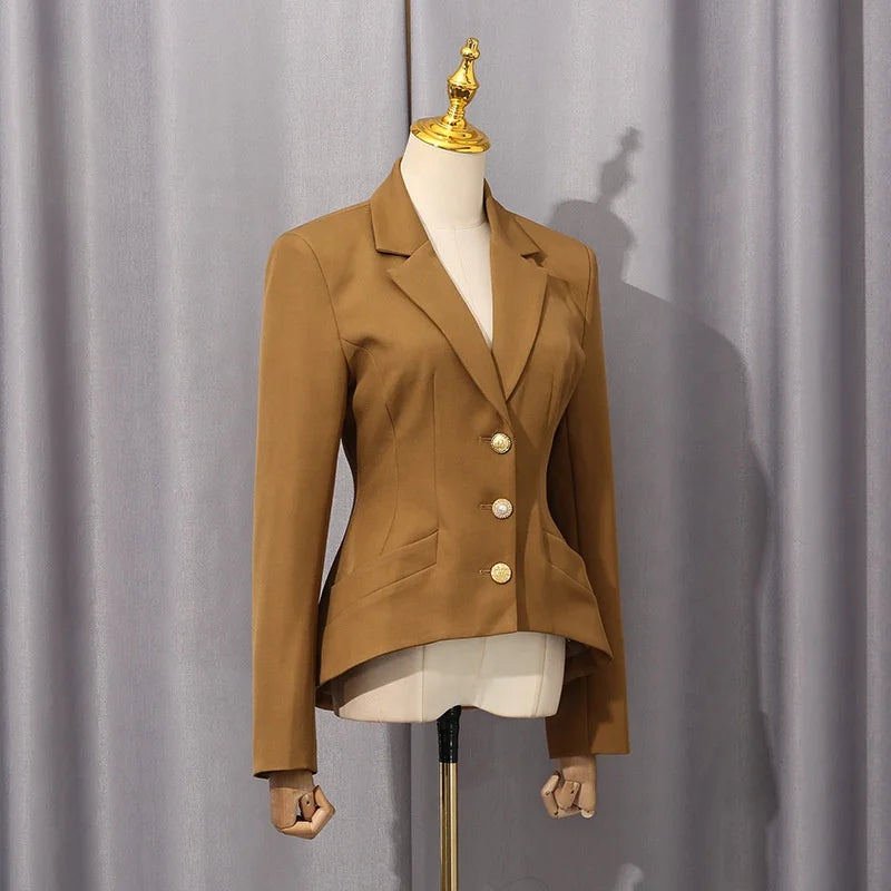 Fashion New Niche Design Casual Elegant Irregular Buttons Cropped Jackets Blazer Formal