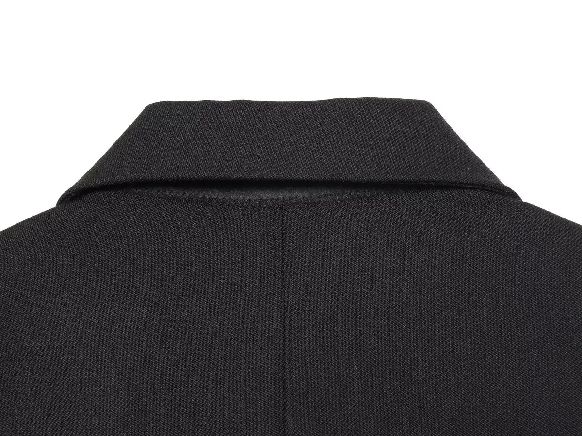 Retro Straight-Cut Cropped Blazer with Short Collar and Pockets - image 4
