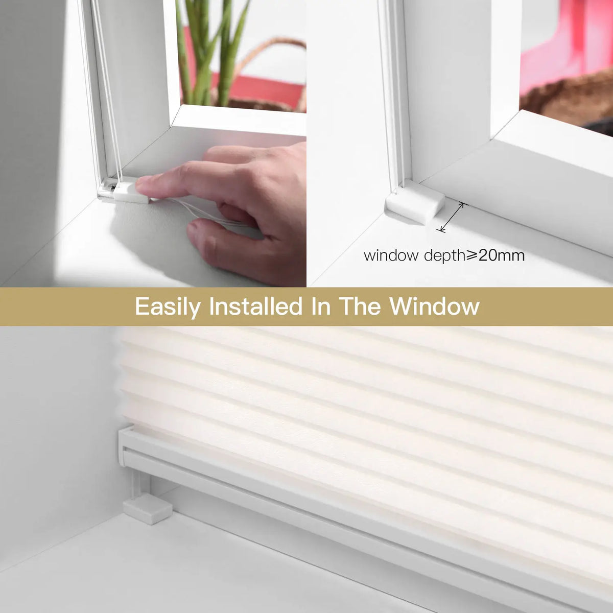 No-Drill Non-Woven Honeycomb Blackout Blinds, Washable, Outside Mount - image 2
