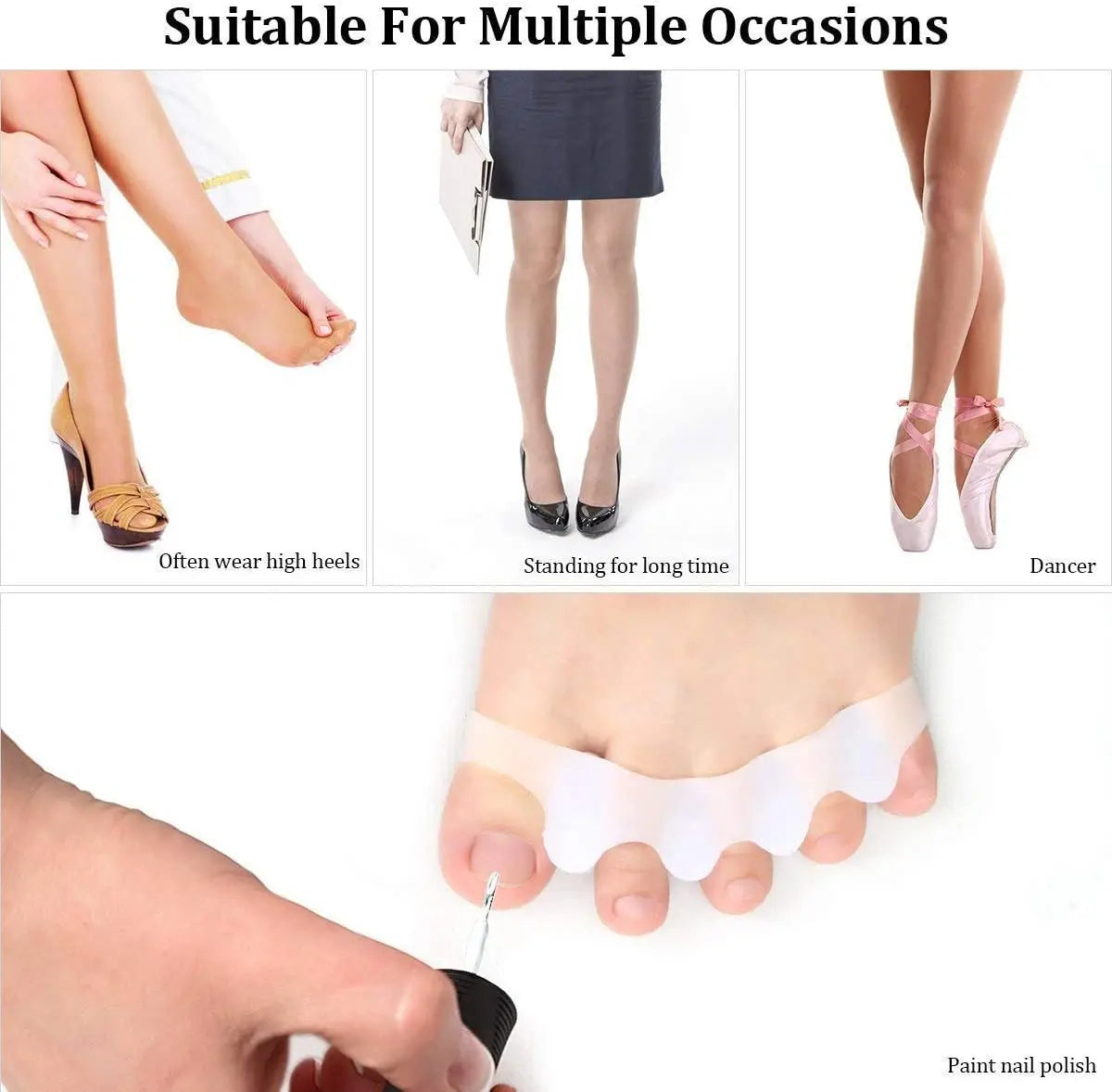 Soft Silicone Toe Spacers for Yoga and Relaxing, One Size - image 2