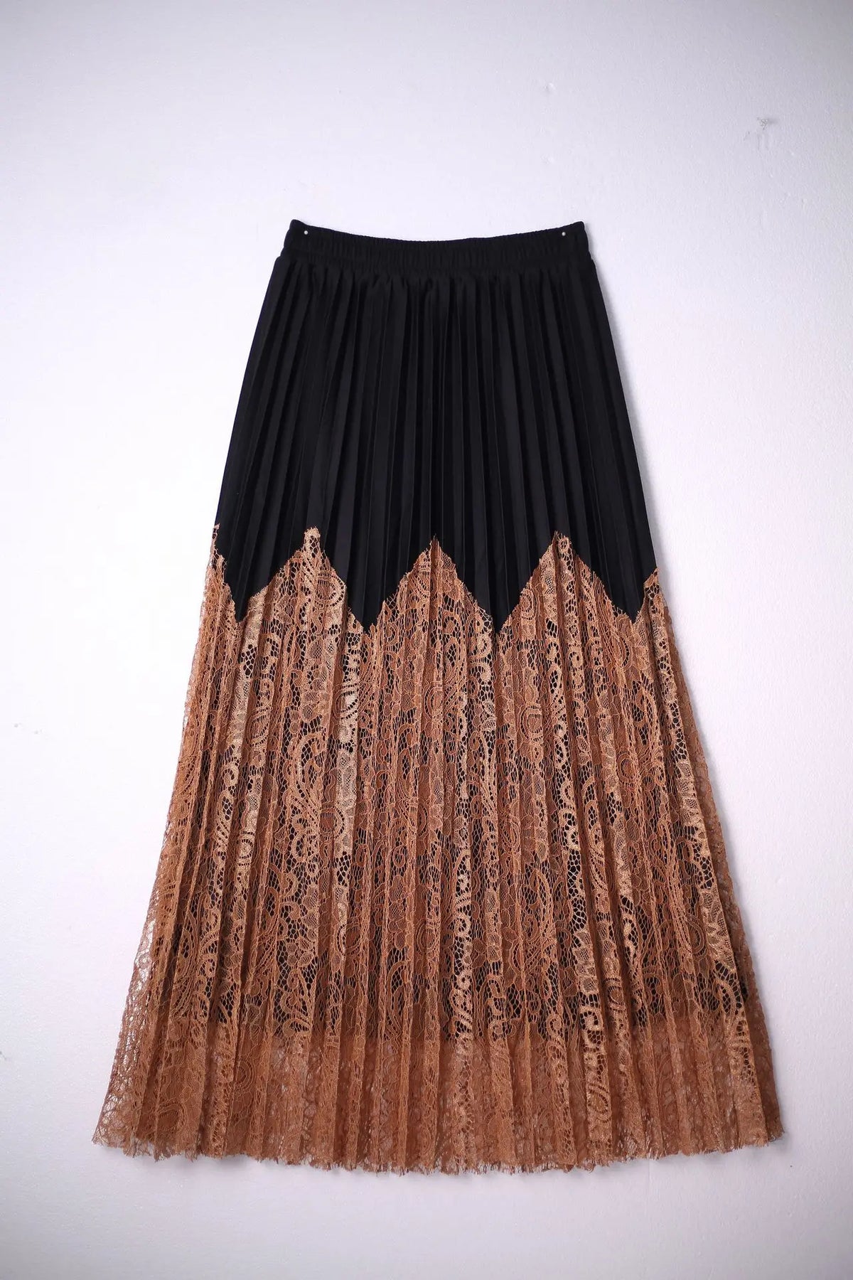 French-Style Lace Patchwork Pleated Wrap Skirt, Floor-Length - image 8